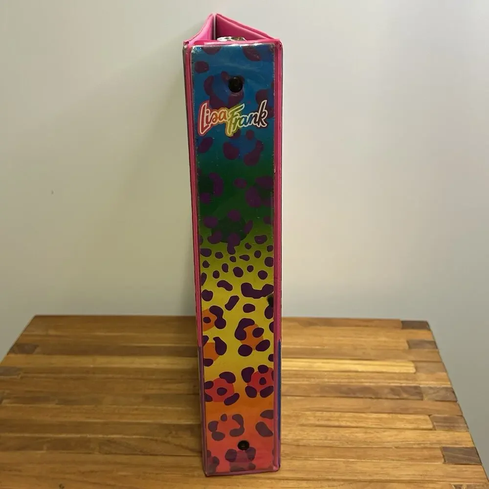 Vintage Lisa Frank 3 Ring Binder Lips Lipstick Rainbow Colorful Cheetah